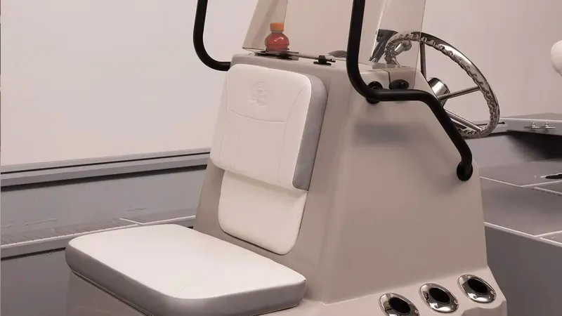 Slide: The Image of G3 Bay 17 boat console, 2026 model, featuring steering wheel and seat. - 20