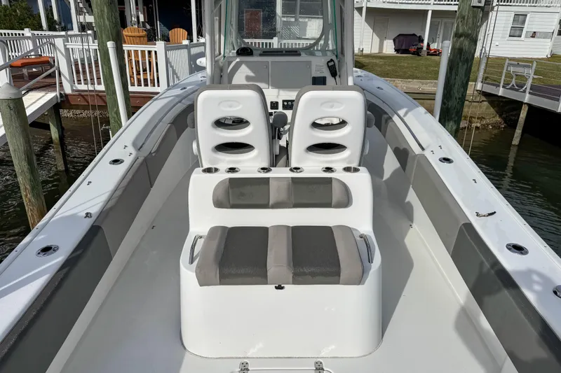 Slide: The Image of 2021 Cape Horn 31 T boat deck with seating and mounted equipment. - 24