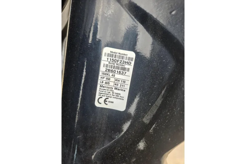 Slide: The Image of Label on 2019 Sea Ray SPX 190 Outboard, displaying model and serial numbers. - 13