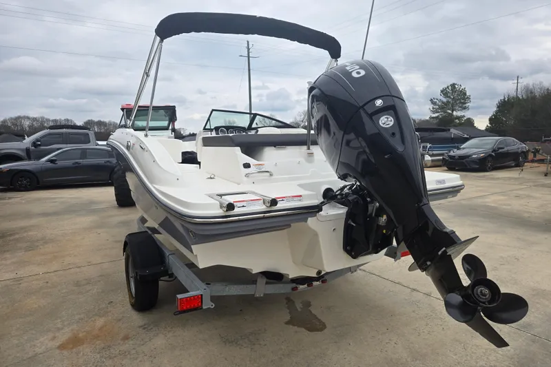 Slide: The Image of 2019 Sea Ray SPX 190 Outboard boat on trailer, rear view with outboard motor. - 4