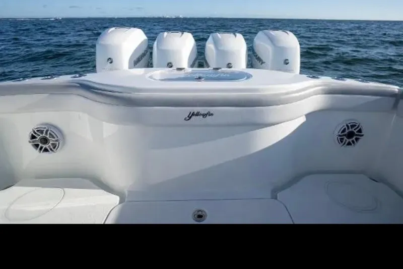 Slide: The Image of 2019 Yellowfin 39 Offshore boat speakers, white interior, premium sound system. - 23