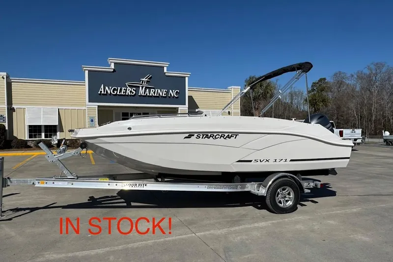 The Image of 2026 Starcraft SVX 171 OB boat on trailer at Anglers Marine NC, in stock. - 0