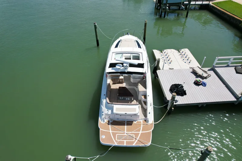 Slide: The Image of Aerial view of a 2016 Sea Ray Sundancer 350 at dock. - 20