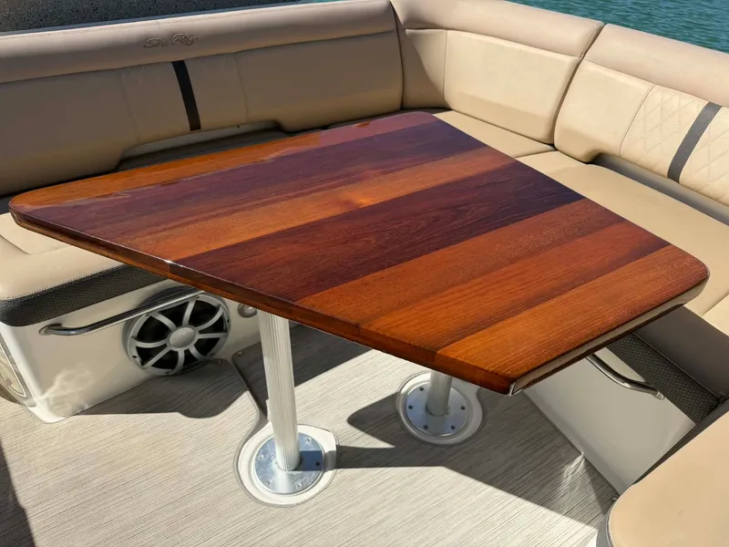 Slide: The Image of Wooden table on Sea Ray Sundancer 350 boat, 2016 model. - 40