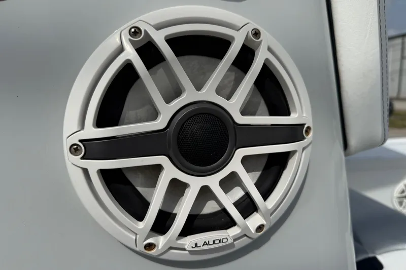 Slide: The Image of Close-up of JL Audio speaker on 2020 Blazer Bay 2420 GTS boat. - 18