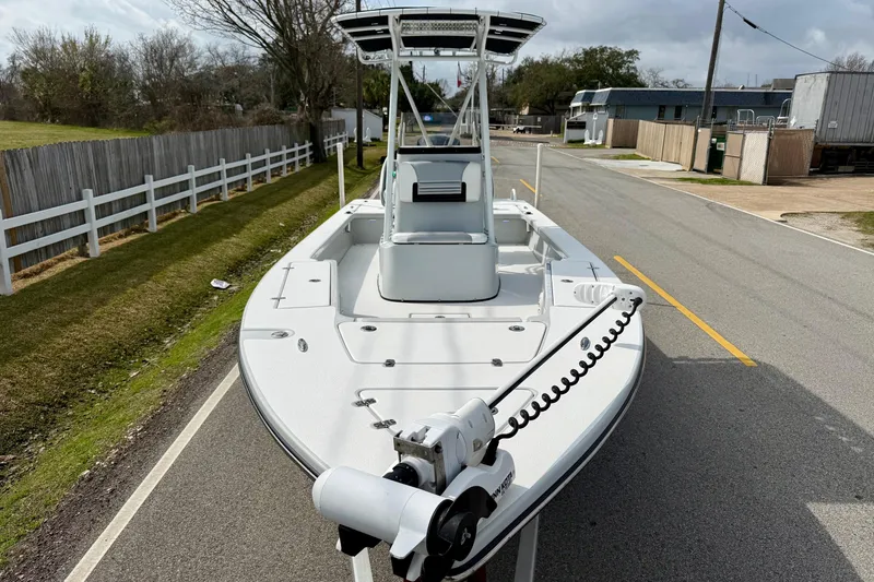 Slide: The Image of 2020 Blazer Bay 2420 GTS boat on road, featuring sleek design and modern equipment. - 6