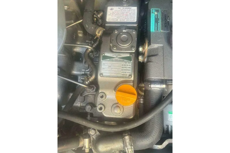 Slide: The Image of Engine of 2007 Jeanneau Sun Odyssey 39i sailboat, featuring detailed components and labels. - 34