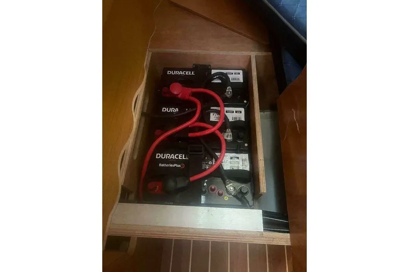 Slide: The Image of Battery compartment of a 2007 Jeanneau Sun Odyssey 39i sailboat with Duracell batteries. - 50