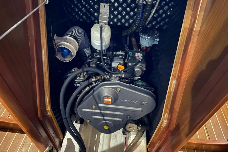 Slide: The Image of Engine compartment of 2007 Jeanneau Sun Odyssey 39i sailboat with Yanmar engine. - 56