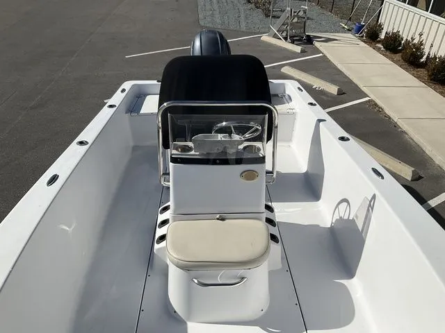 Slide: The Image of 2018 Sportsman 19 Island Reef boat, interior view, steering console and seat. - 8