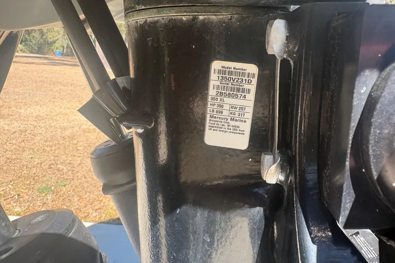 Slide: The Image of Close-up of 2019 Scout 251 XSS boat's SeaStar hydraulic steering system. - 37