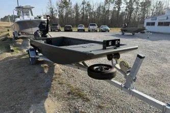 Slide: The Image of 2026 Gator Tail 1748 Gator Series boat on trailer in parking lot. - 4