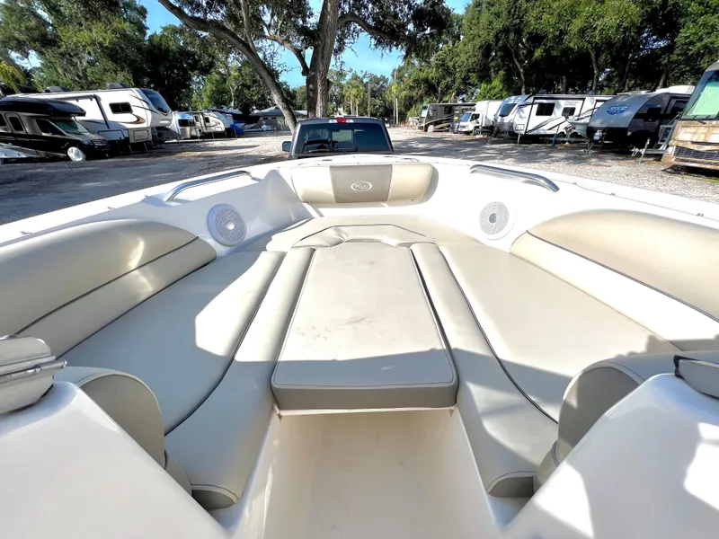 Slide: The Image of Interior view of a 2021 Key West 203 DFS boat in a parking lot. - 23