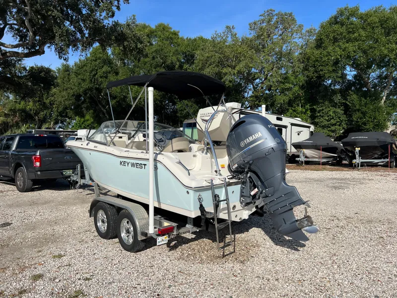 Slide: The Image of 2021 Key West 203 DFS boat with Yamaha engine on trailer. - 3