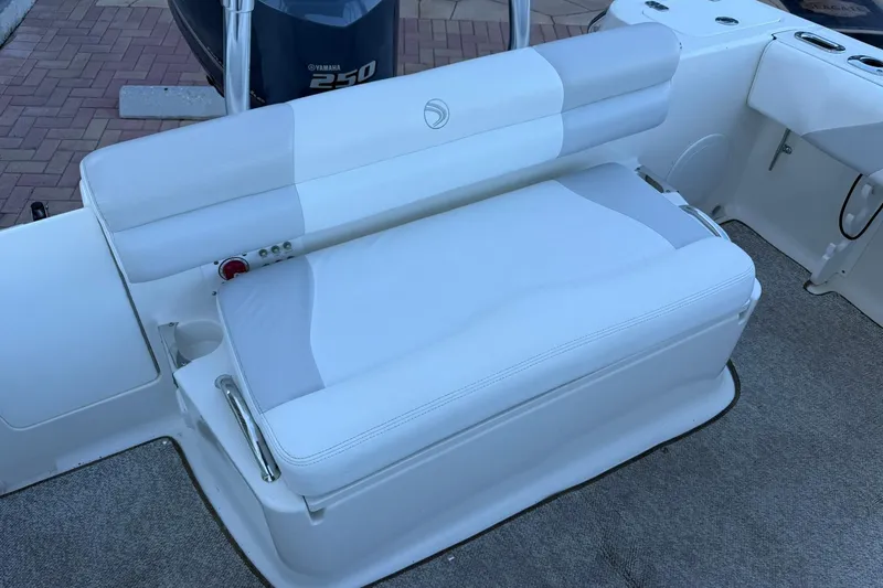 Slide: The Image of White seating on 2011 Edgewater 205CX Crossover boat with Yamaha 250 engine. - 12