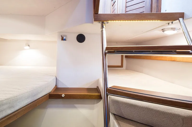 Slide: The Image of Interior of 2027 Targa 30.1 yacht featuring modern wooden details. - 14