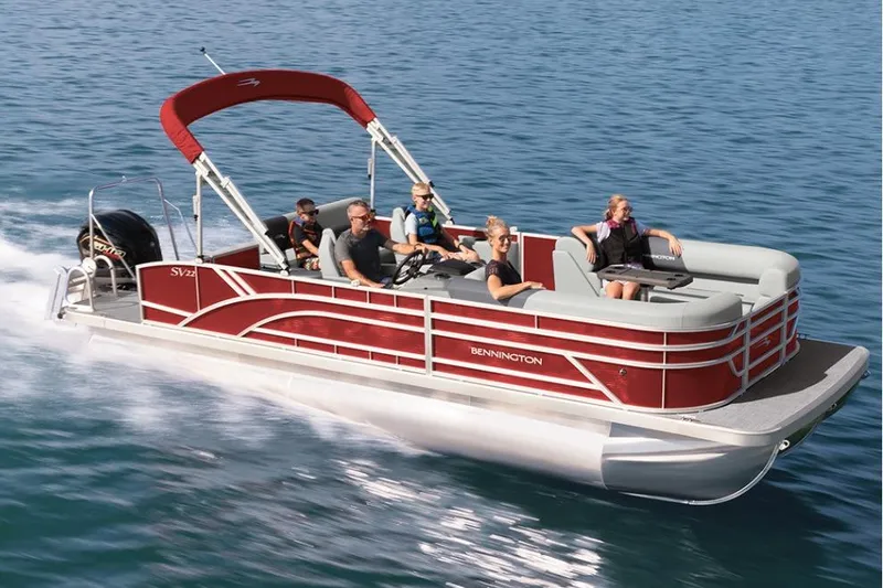 The Image of Manufacturer Provided Image: 2026 Bennington 20 S-One L-Bench pontoon boat cruising on open water. - 0