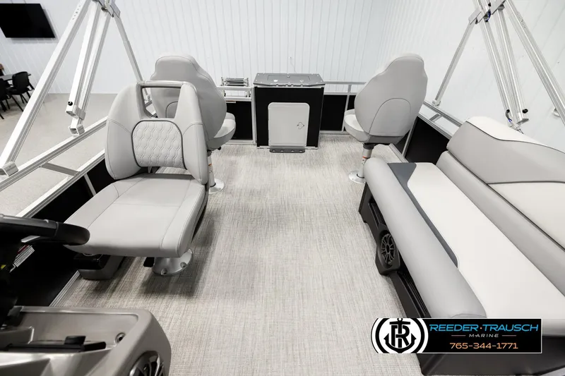 Slide: The Image of Interior of 2026 Avalon VEN RF boat with modern seating and sleek design. - 14