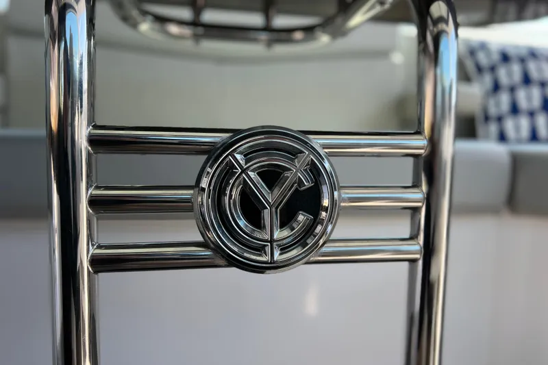 Slide: The Image of Chrome railing with logo on 2018 Cruisers Yachts 41 Cantius. - 34