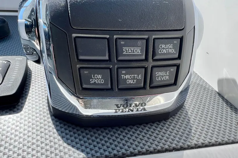 Slide: The Image of Control panel of a 2018 Cruisers Yachts 41 Cantius with Volvo Penta features. - 41