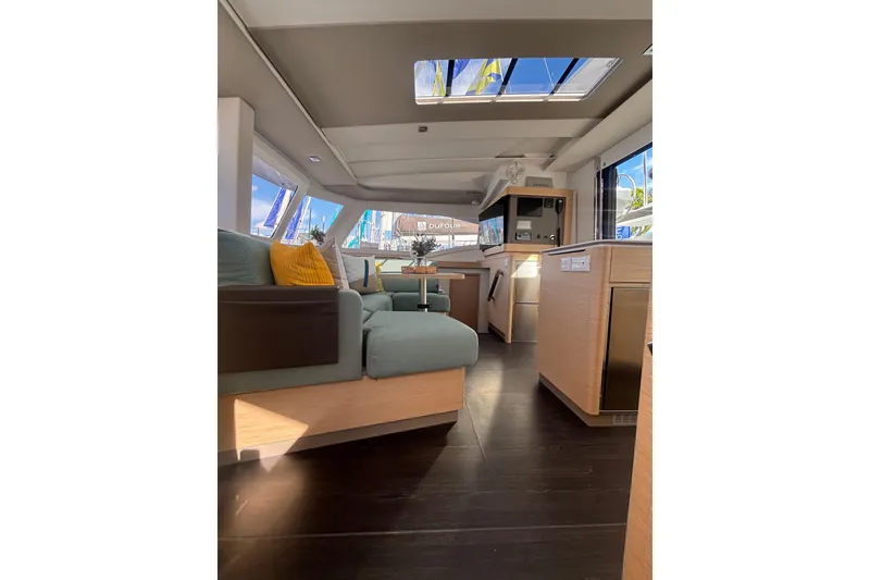 Slide: The Image of Luxurious interior of 2025 Fountaine Pajot 41 catamaran with modern furnishings and ample natural light. - 27
