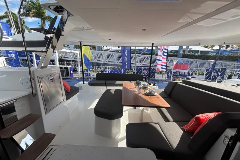 Slide: The Image of Modern bathroom interior of 2025 Fountaine Pajot 41 yacht with sleek shower design. - 20