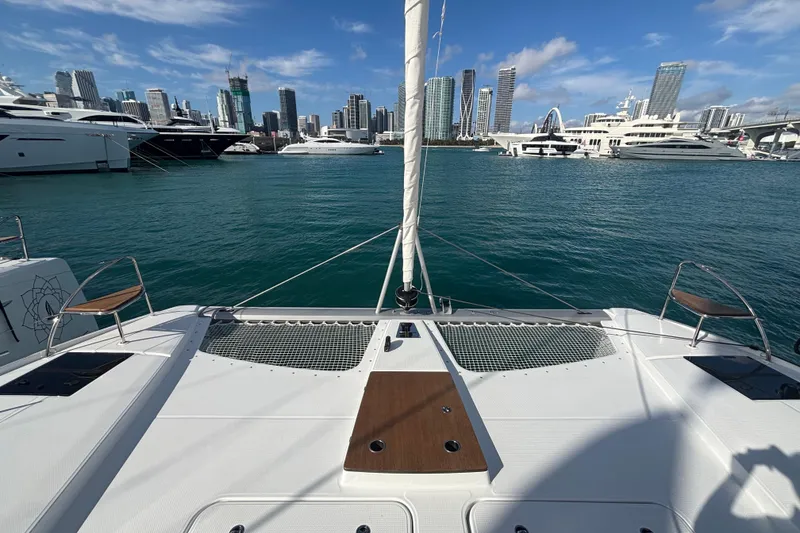 Slide: The Image of Engine compartment of 2025 Fountaine Pajot 41 catamaran with equipment and components. - 47