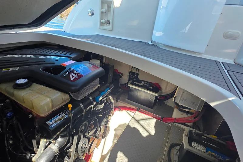 Slide: The Image of Engine compartment of a 2002 Formula 370 Super Sport boat with Mercury engine. - 26