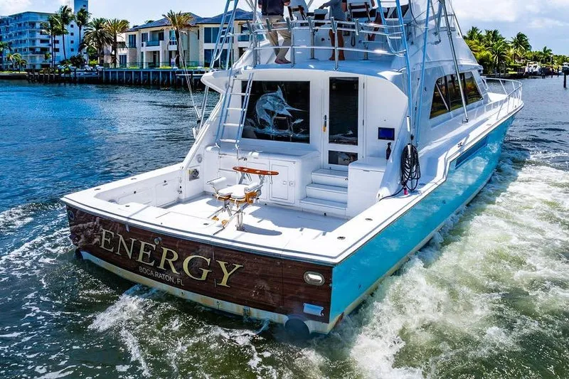 Slide: The Image of 1998 Bertram 60 Convertible yacht "Energy" cruising in Boca Raton, Florida waters. - 9