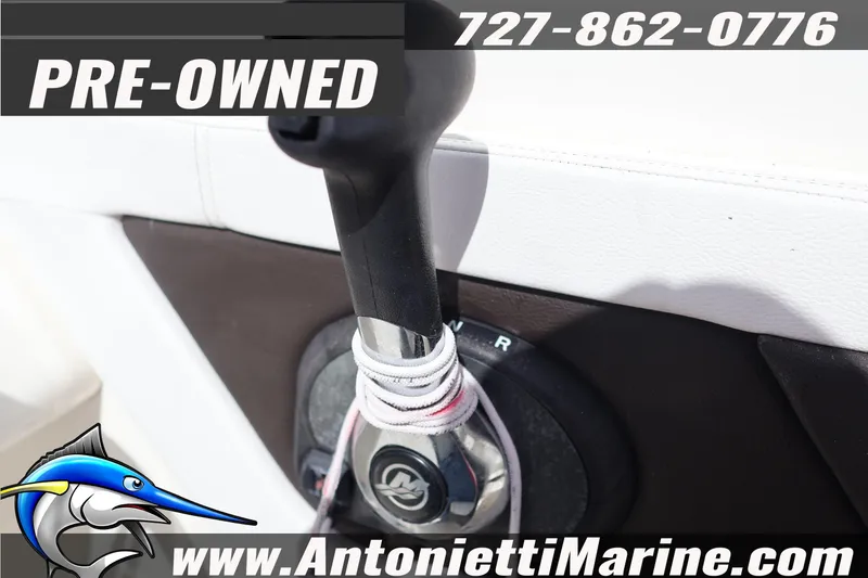 Slide: The Image of Pre-owned 2019 Sea Ray SPX 190 Outboard throttle control, available at Antonietti Marine. - 27