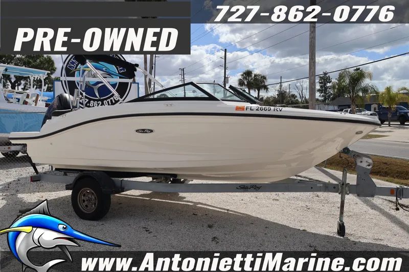 Slide: The Image of Pre-owned 2019 Sea Ray SPX 190 Outboard boat on trailer at Antonietti Marine. - 3