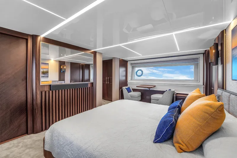 Slide: The Image of Luxurious interior of 2024 Sunseeker Ocean 182 yacht with modern design and ocean view. - 15