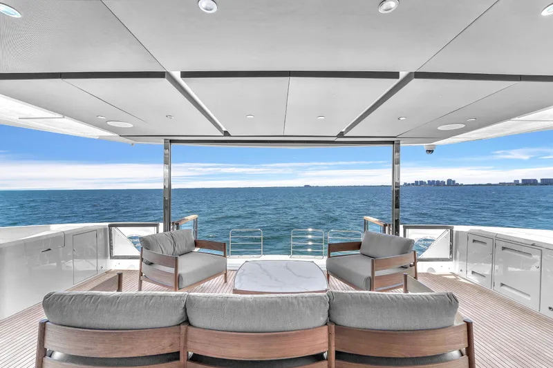 Slide: The Image of Luxurious Sunseeker Ocean 182 yacht deck with ocean view, 2024 model. - 5