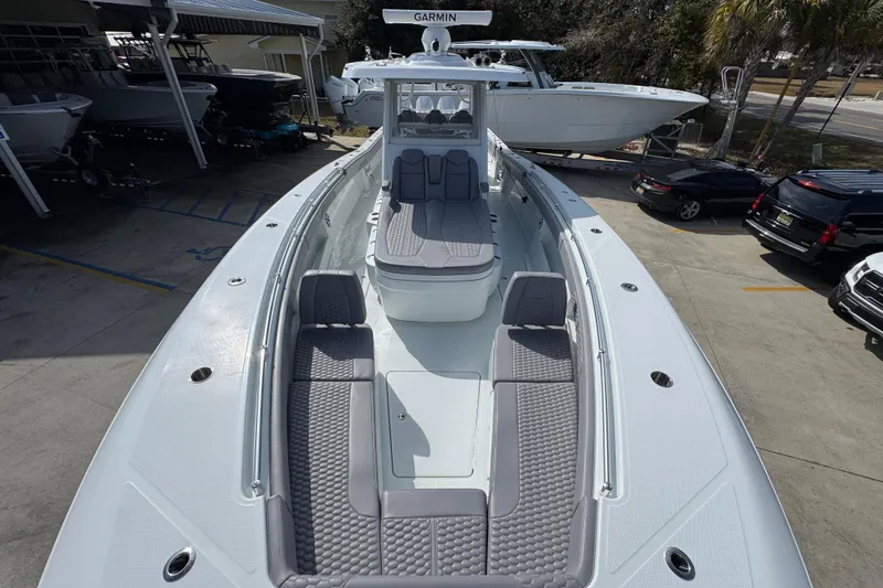 Slide: The Image of 2026 Invincible 43 Open Fisherman boat with sleek design and spacious seating. - 24