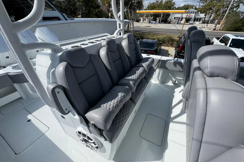 Slide: The Image of 2026 Invincible 43 Open Fisherman boat with luxurious seating and modern design. - 41
