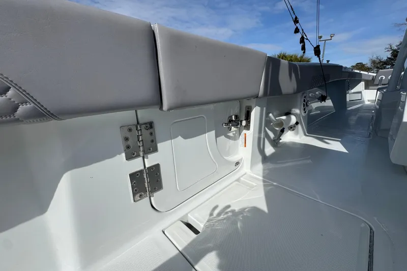 Slide: The Image of 2026 Invincible 43 Open Fisherman boat interior with sleek design and modern fittings. - 47