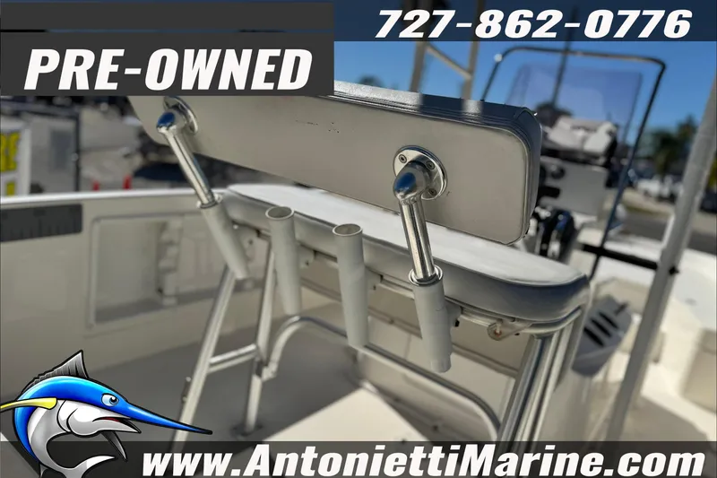 Slide: The Image of Pre-owned 2021 Bayliner Trophy T21Bay boat interior with seating and rod holders. - 20