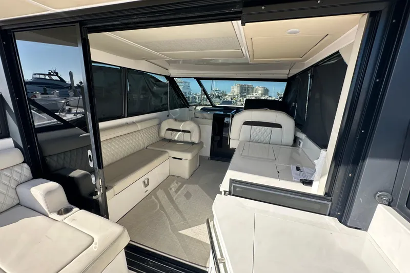 Slide: The Image of Luxurious interior of 2021 Regal 36 XO yacht with elegant seating and modern design. - 54