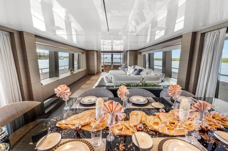 Slide: The Image of Luxurious interior of 2023 Custom Line NAVETTA 42 yacht with elegant furnishings. - 21