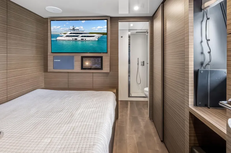 Slide: The Image of Luxurious 2023 Custom Line NAVETTA 42 yacht interior with modern navigation equipment. - 63