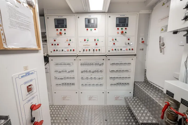 Slide: The Image of Control room of 2023 Custom Line NAVETTA 42 yacht, featuring advanced navigation and communication systems. - 75