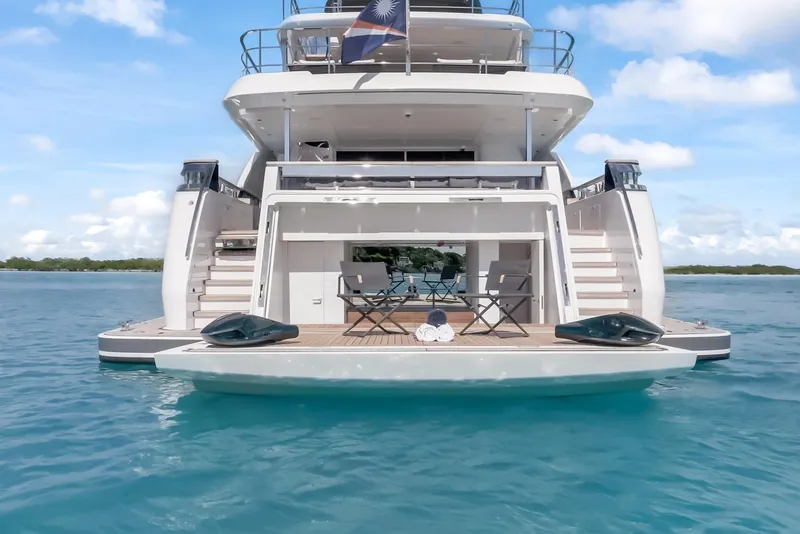 Slide: The Image of Luxurious 2023 Custom Line NAVETTA 42 yacht with elegant deck and ocean view. - 91