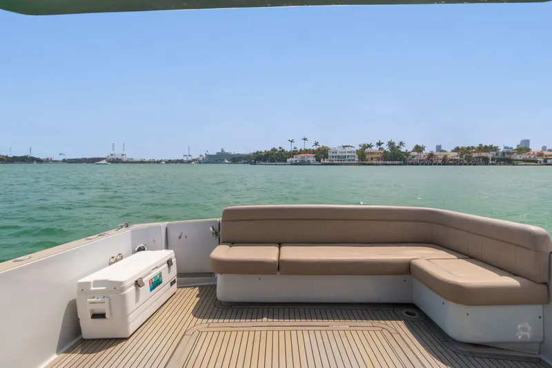 Slide: The Image of Seating area on a Silverton 4100 SC yacht, overlooking water, 2019 model. - 44