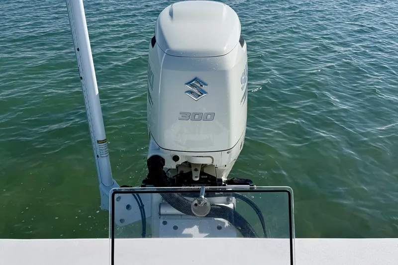 Slide: The Image of 2019 Aquasport 244 Bay with Suzuki 300 outboard motor on calm water. - 29