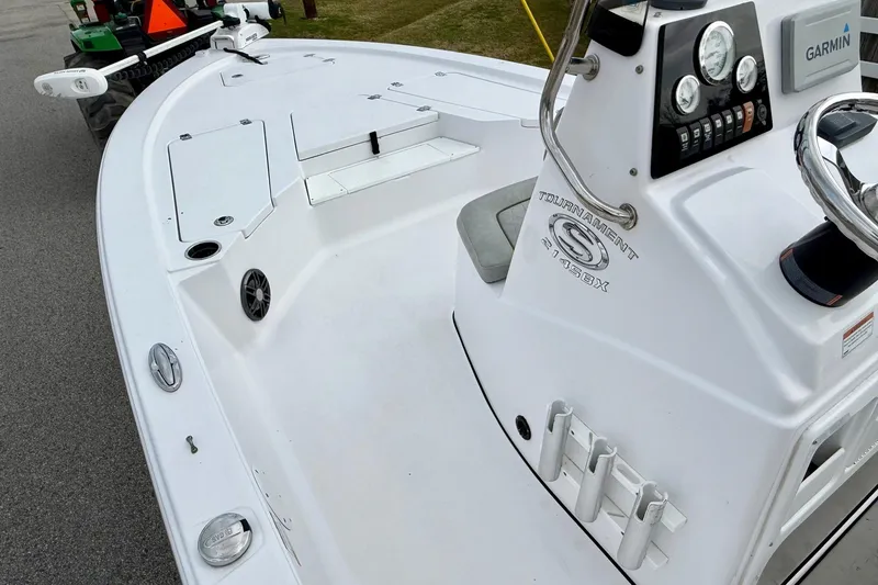 Slide: The Image of 2020 Sportsman Tournament 214 SBX Bay Boat with Garmin navigation system. - 12