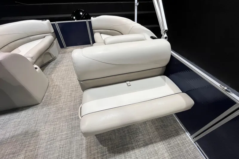 Slide: The Image of 2023 Cypress Cay Seabreeze 232 interior with beige seating and modern design. - 9