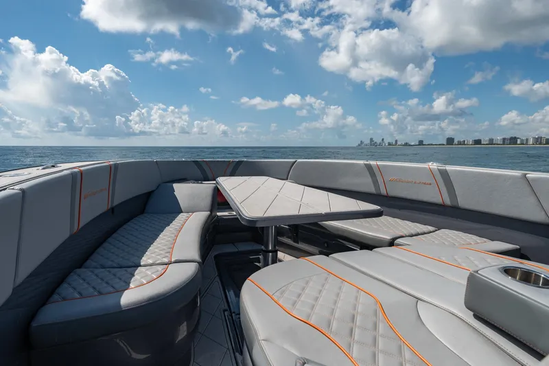 Slide: The Image of Luxurious seating on 2022 Midnight Express 37' Open boat, ocean view. - 40