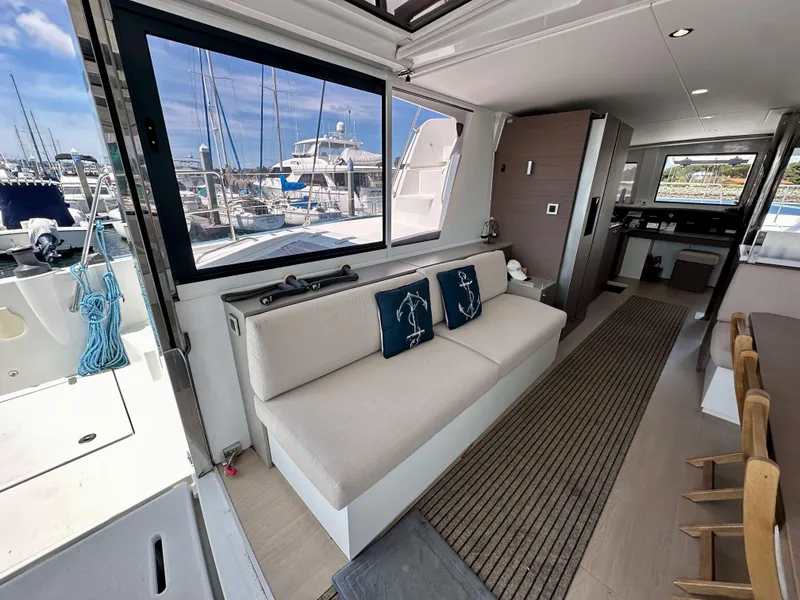 Slide: The Image of Modern interior of 2021 Bali 4.8 yacht with marina view. - 31