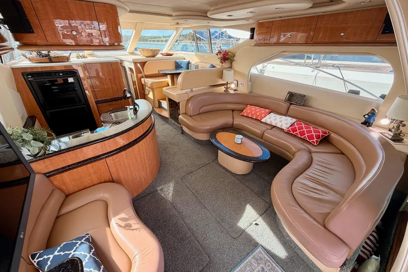 Slide: The Image of Luxurious interior of 2001 Maxum 4600 SCB yacht with elegant seating and modern amenities. - 40