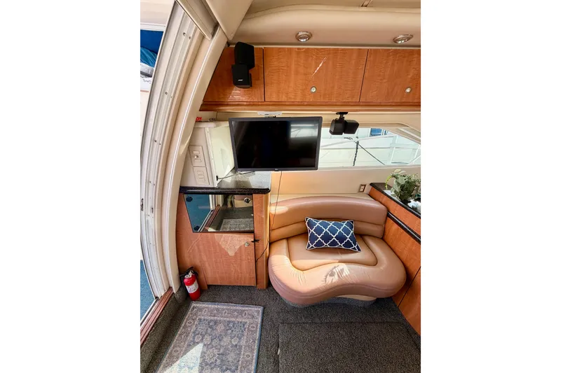 Slide: The Image of Interior of 2001 Maxum 4600 SCB Limited Edition yacht with leather seating and TV. - 41